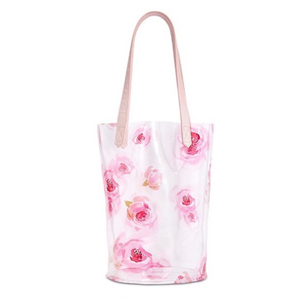 NWT twelvenyc Clear Pink Tote Bag Floral Stadium